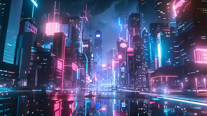 赛博朋克霓虹城市 外星文明未来科技都市