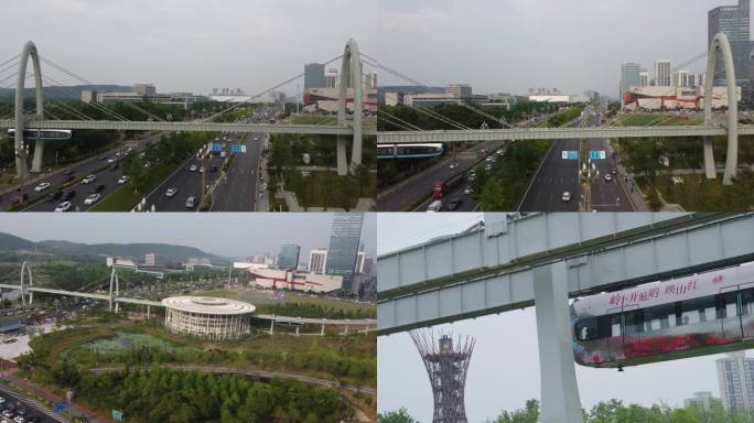 武汉光谷空轨 16组镜头 无人机追空轨