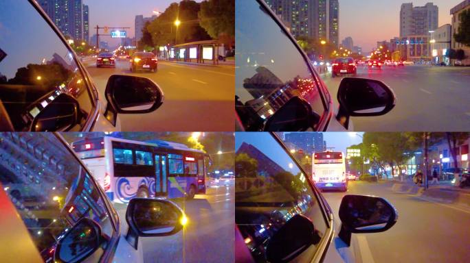 夜晚汽车在马路上行驶夜景视频素材