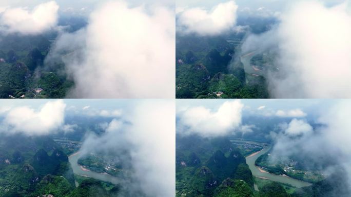 桂林山水 漓江风光 云雾缭绕广西风光