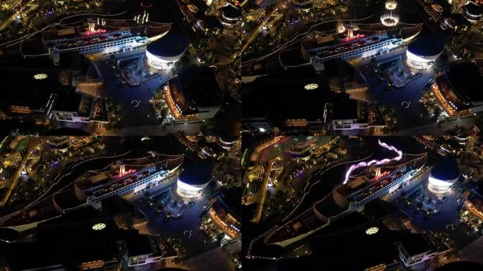 4K高清大范围夜景延时航拍|城市夜景喷泉