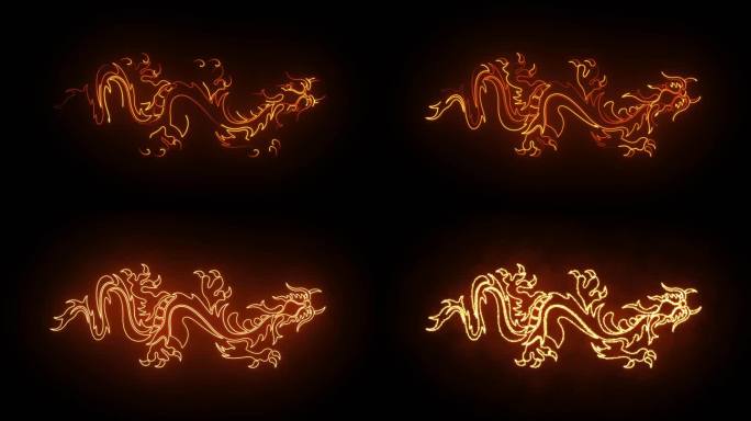 龙形轮廓描边发光图形
