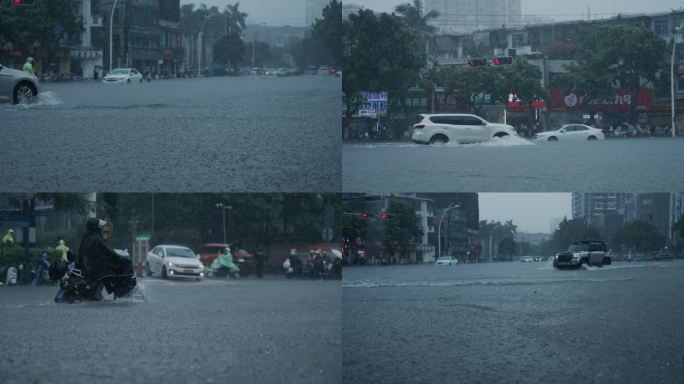 雨天城市水患-慢镜头