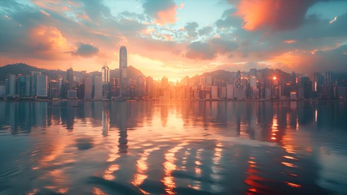 香港城市风景航拍延时夜景大湾区宣传片地标