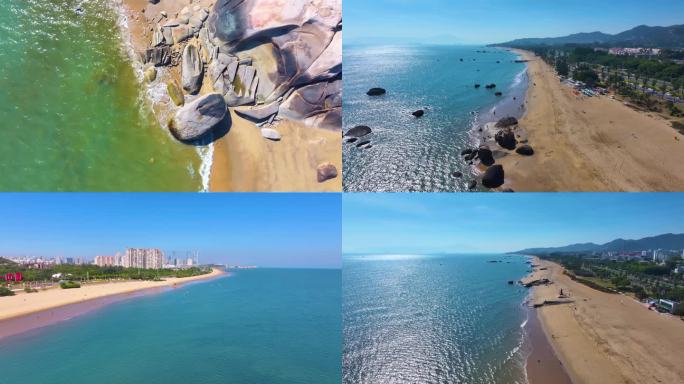 东海大海海边海水海浪沙滩海滩航拍风景唯美