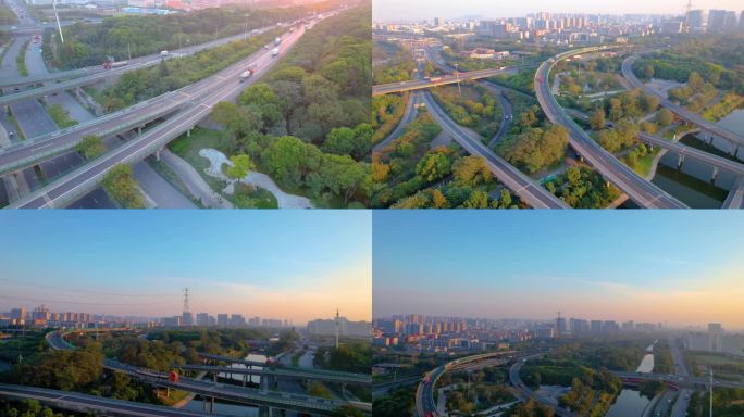 杭州钱塘新区下沙立交桥城市风景视频素材4