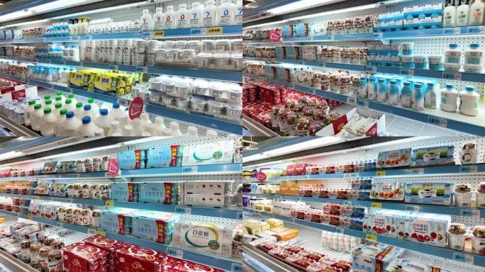 超市货架展示 酸奶