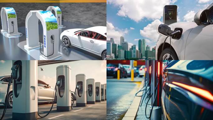 【4K】新能源未来充电桩充电站新能源汽车