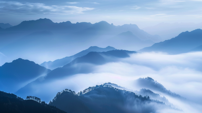 山峰层峦 山峦叠嶂 云雾缭绕 山峰云海