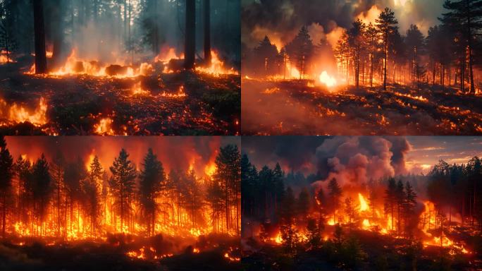 森林火灾大火警示ai素材原创现场消防救援