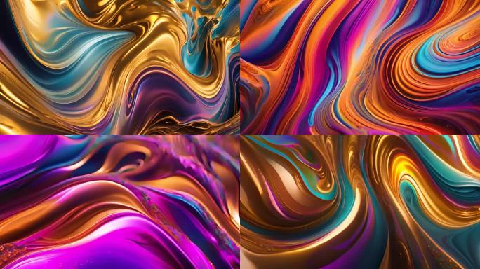 彩色抽象艺术水墨流动液体