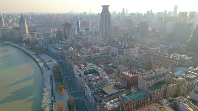 上海外滩黄浦区虹口区城市风景视频素材航拍
