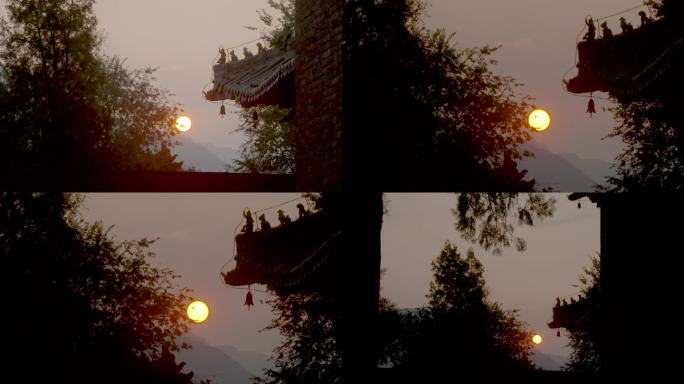 少林寺中的落日景色
