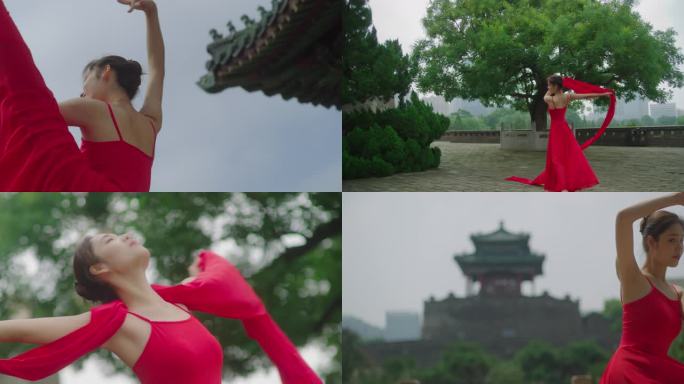 女孩在丛台公园跳舞