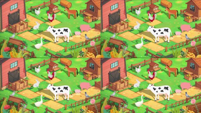 卡通动物农场背景视频