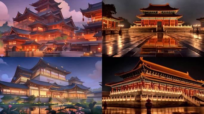 传统东亚建筑中国风宫殿结构塔楼文化遗产