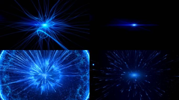 科技蓝色粒子蓄力汇聚爆炸扩散冲击转场开场