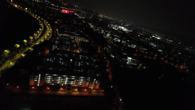 大学航拍夜景南京仙林宿舍