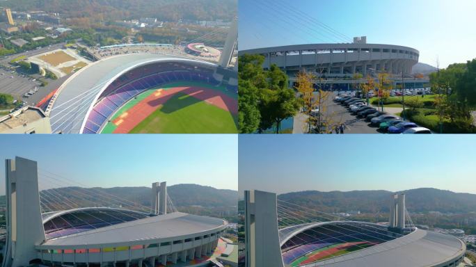 杭州西湖区黄龙体育中心视频素材航拍