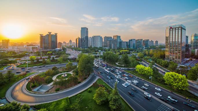 北京三元桥 立交桥 夕阳延时