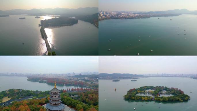杭州西湖景区风景视频素材航拍