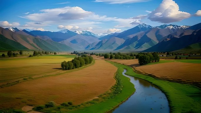 山川河流草原新疆风景