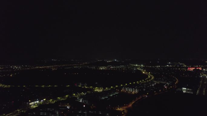 大学航拍夜景南京仙林