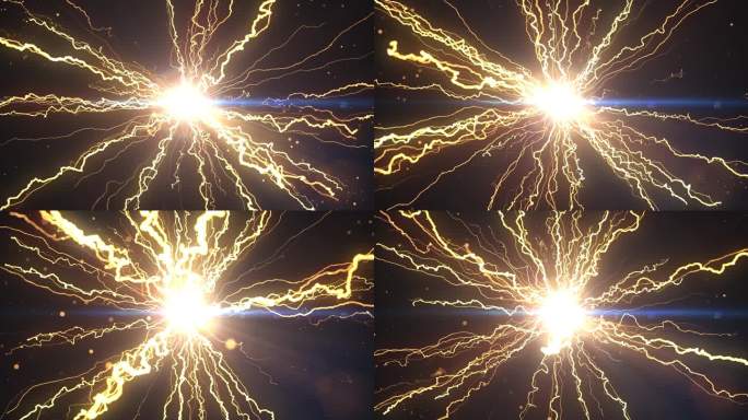 AE模板金黄色黑金爆炸雷电闪电粒子扩散
