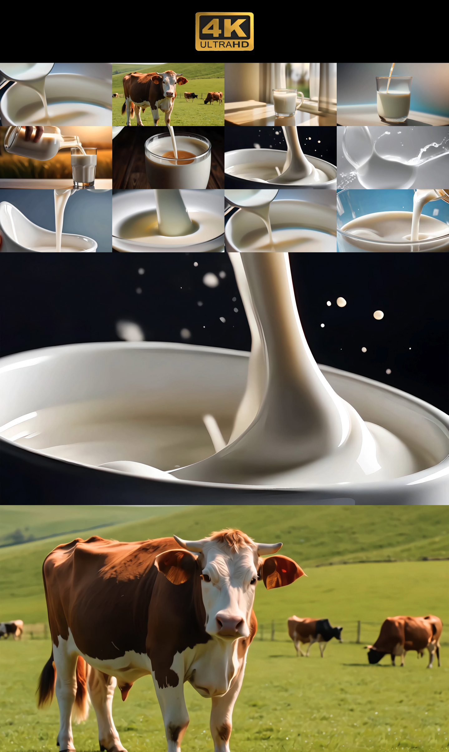 【4K合辑】牛奶广告素材