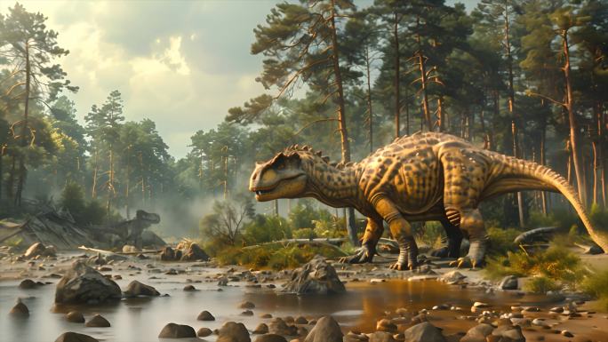 远古森林恐龙霸王龙侏罗纪白垩纪时代ai素