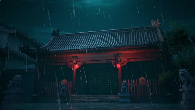 中式古风民俗恐怖雨夜氛围镜头