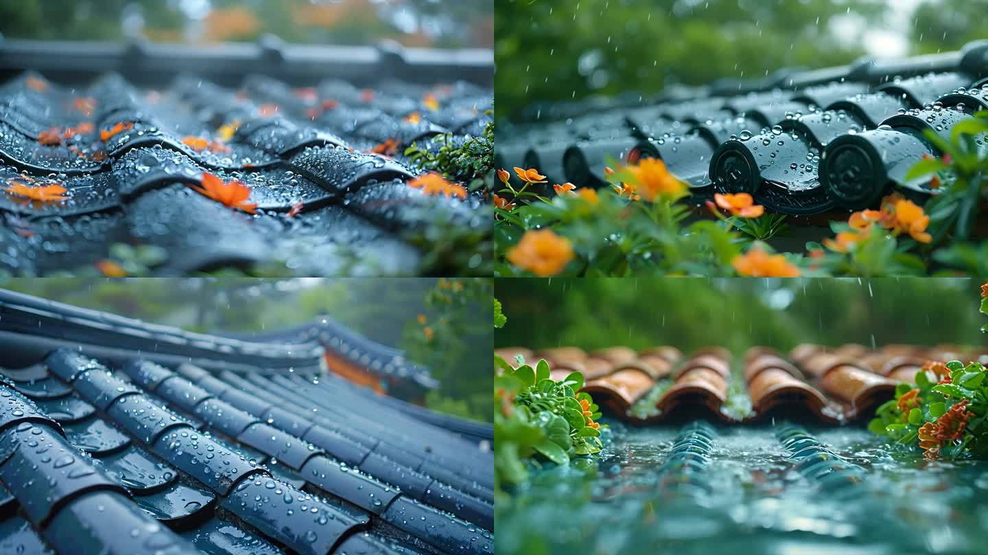 下雨天屋檐下的雨水水滴雨季ai素材原创古