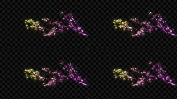 金色水晶发光树枝花开生长动画-带透明通道