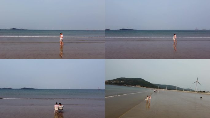 海边沙滩情侣海浪奔跑散步 7组镜头合集