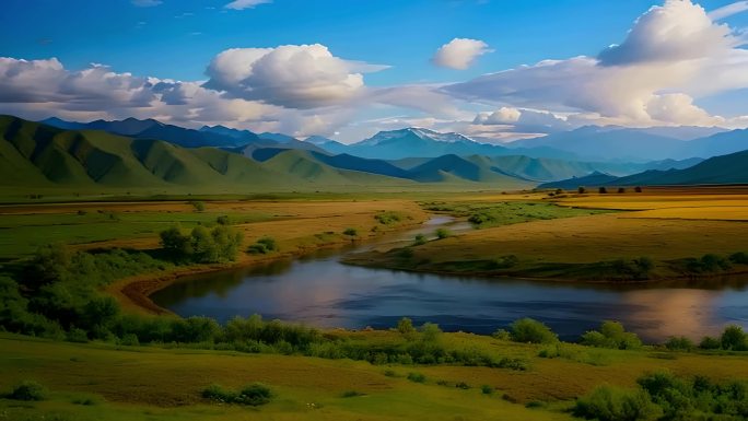 新疆山川河流草原风光