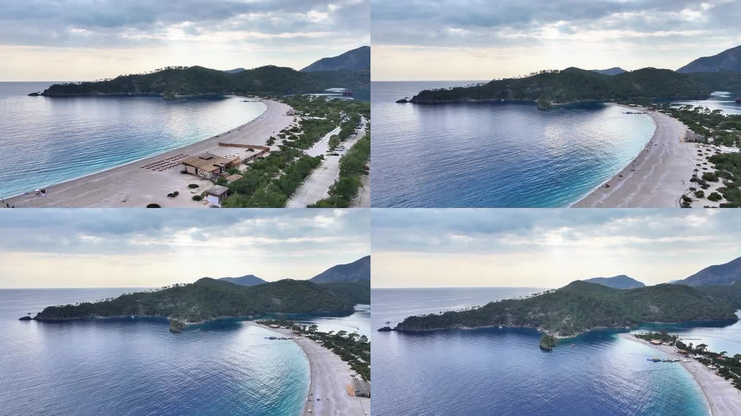 航拍土耳其费特希耶蓝色玻璃海高清视频