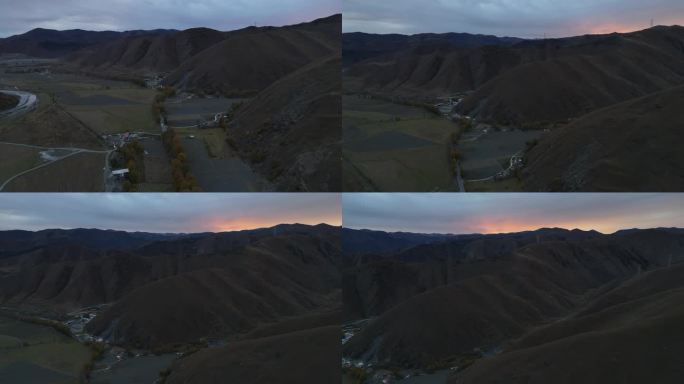 四川甘孜藏族自治州新都桥摄影天秋天日落
