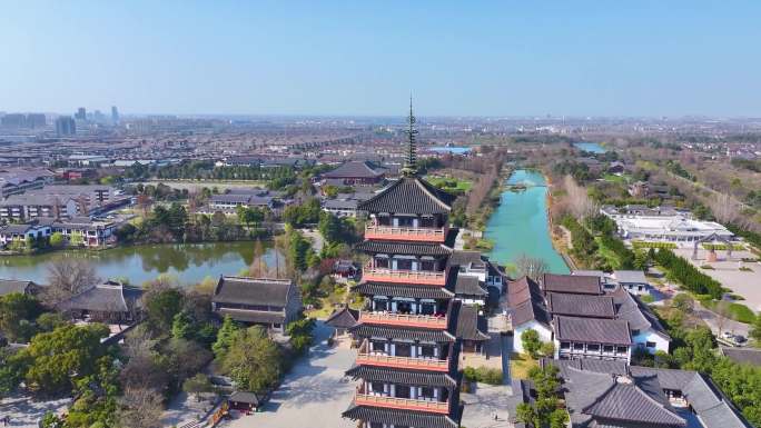 扬州大运河文化旅游度假区大明寺栖灵塔航拍