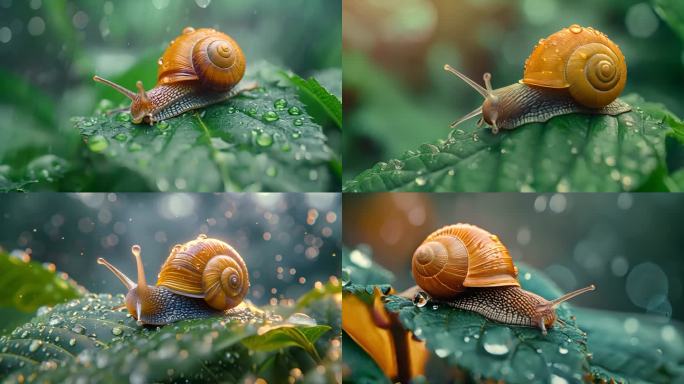 树叶绿叶蜗牛