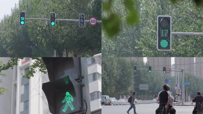 红绿灯交通岗信号灯 路口车流城市马路街道