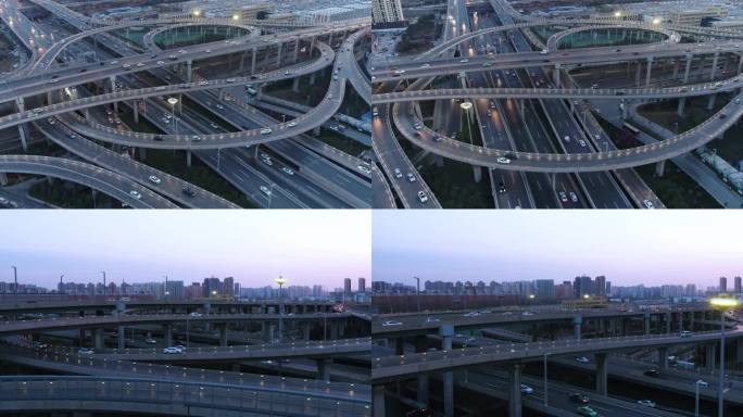航拍郑州城市立交道路交通繁华发展道路4K