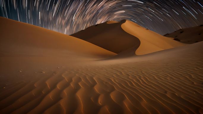 沙漠中星轨银河宇宙沙子