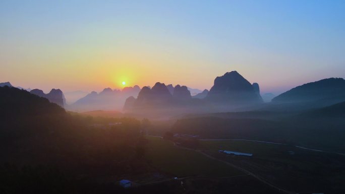 航拍清远英德乡村早晨美丽风景