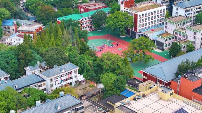 湖南师范大学学校校园风景航拍篮球场体育场