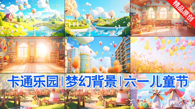 儿童节卡通乐园卡通草地童话乐园
