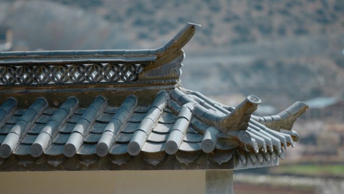 云南尼西藏族村落瓦檐木雕