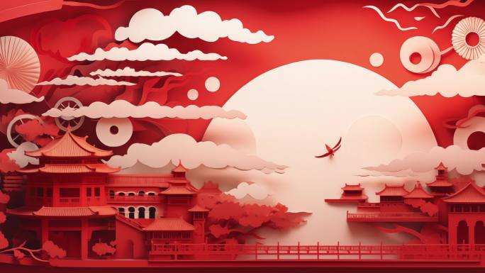 【4k】中国春节剪纸喜庆动画背景