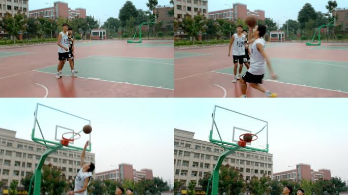 【4K】学生篮球场运球特写