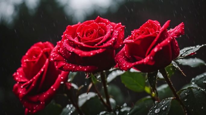 雨中的玫瑰 玫瑰花 红玫瑰