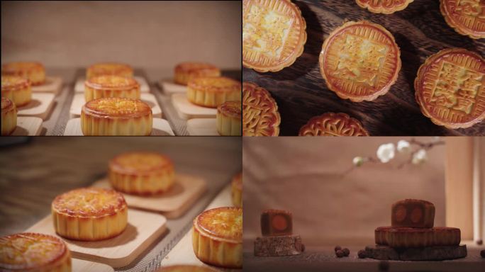 中秋节广式港式双黄白莲蓉月饼4k高清实拍